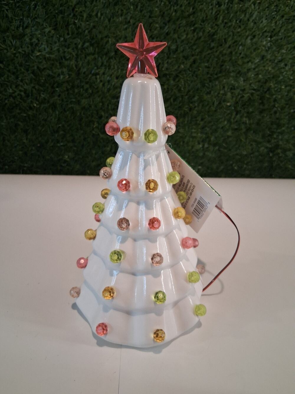 Target Bullseye Playground Light Up White Ceramic Christmas Tree Nostalgic Decor